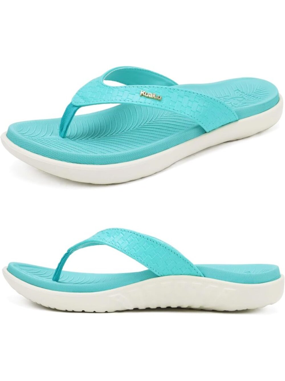 Women's Aqua Blue Arch Support Yoga Mat Thong Slip On Flip Flop Sandal Shoes